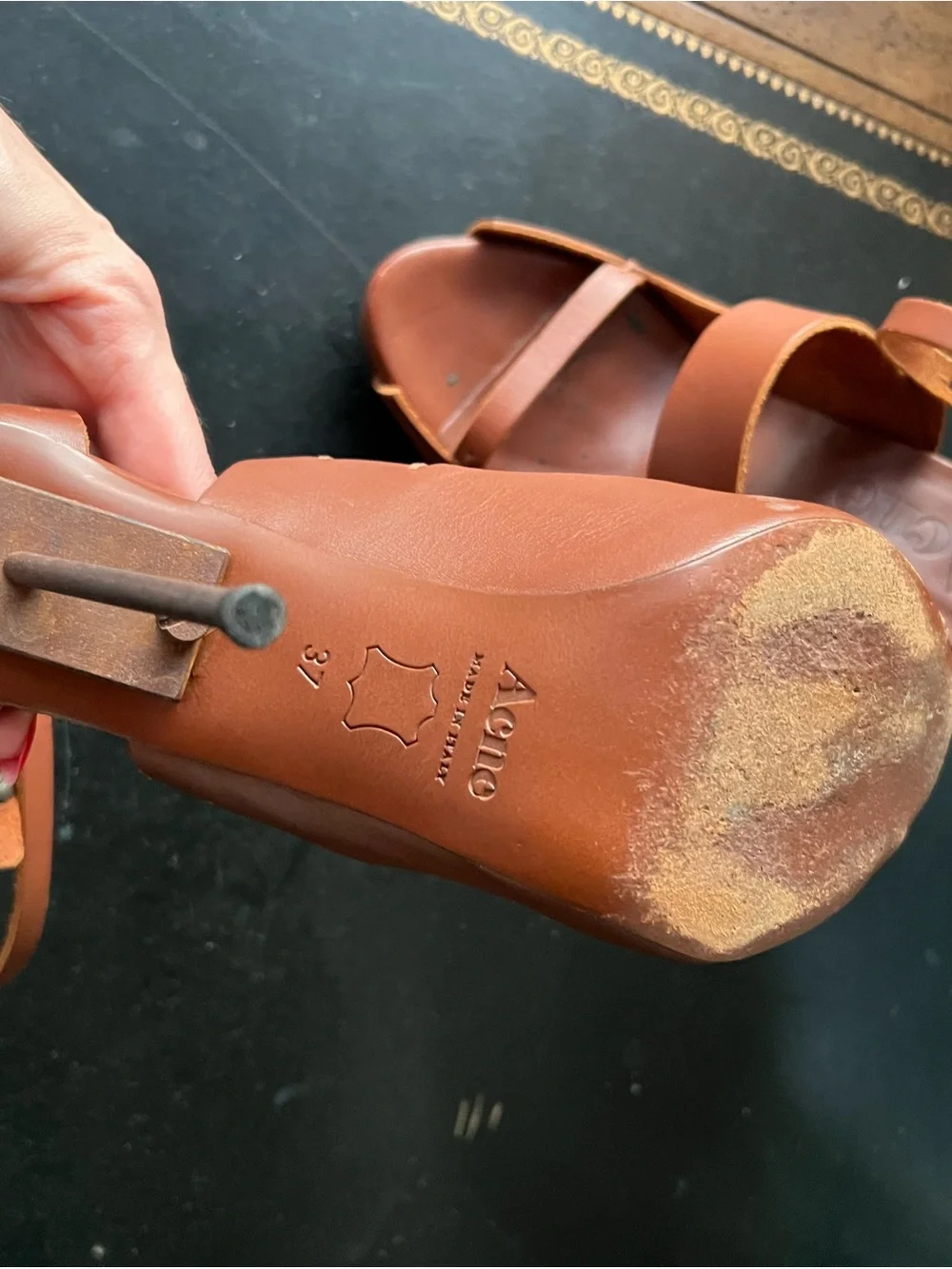 Acne Brown Leather Platform Stiletto Sandals